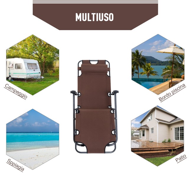 Outsunny πτυσσόμενη ξαπλώστρα κήπου με καφέ μπράτσα 84B-043BN