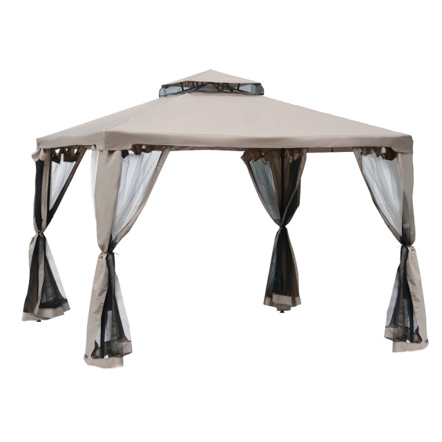 Outsunny Garden Gazebo με κουνουπιέρα από μέταλλο και πολυεστέρα 294x294 cm 84C-133CG