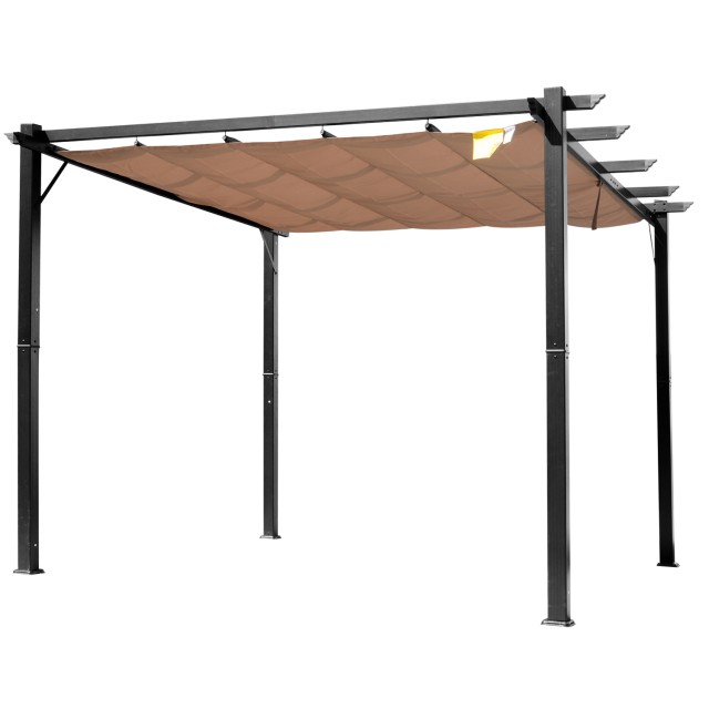 Outsunny Gazebo Garden Pergola 3X4m Συρόμενο πανί σε αδιάβροχη κατασκευή από πολυεστέρα και αλουμίνιο 84C-055BK