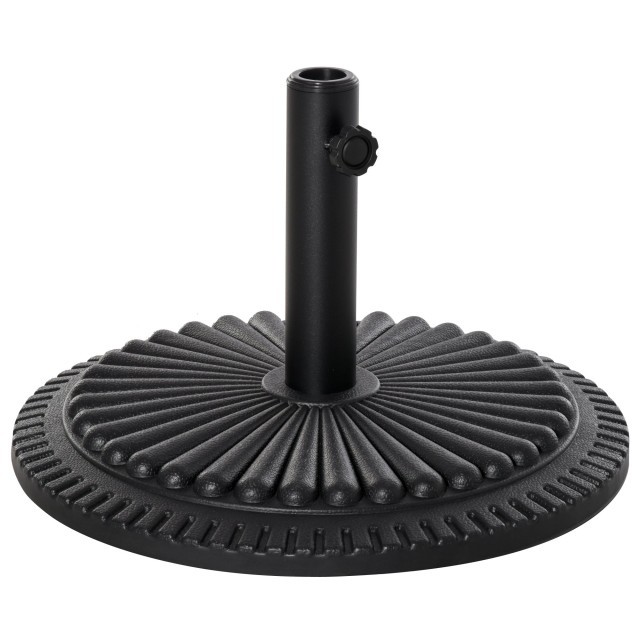 Outsunny 15kg στρογγυλή πλαστική βάση ομπρέλας για κοντάρια 35-38-48mm, 49x32Acm, Μαύρο 84D-076